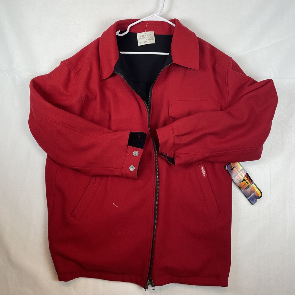 Marlboro Jacket Red Zip Up Unlimited Gear Size L Large Reversible Issue With Zip